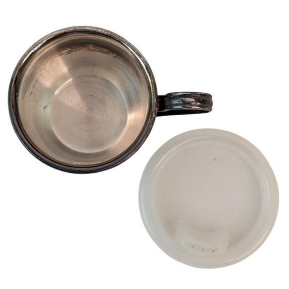 Silver Plated Childrens Cup Sipper Lid Baby Teddy Bear Child Sippy Cup w/Handle - Picture 3 of 7